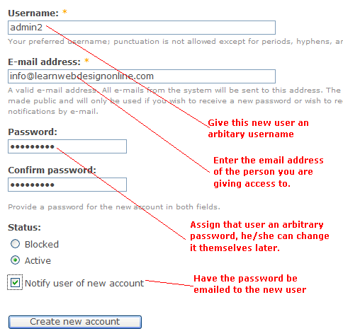 drupal create new user