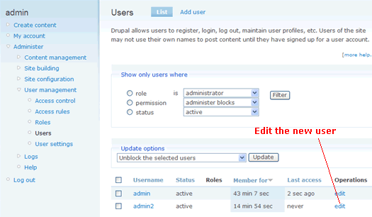 Drupal edit user