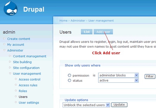 Drupal Add user