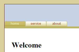 horizontal css tabs located