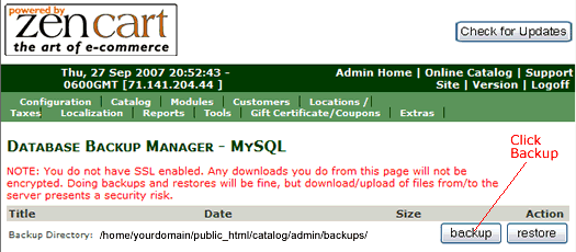 zencart click backup