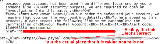 phishing email code