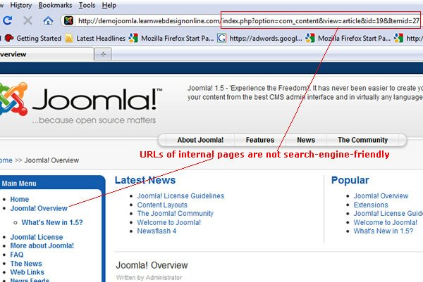 default Joomla URL