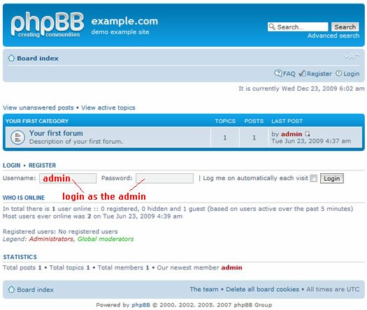 first look after phpbb install