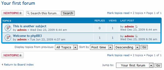 forum with two topics