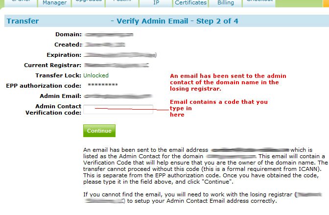 enter admin contact verification code