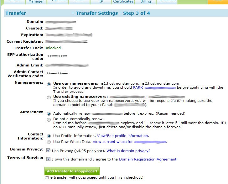 domain name settings