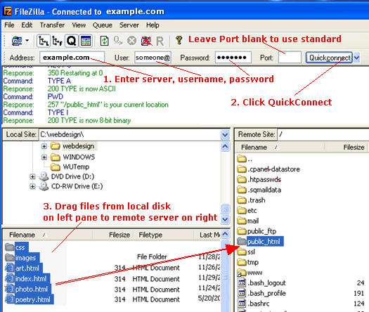 FileZilla to FTP