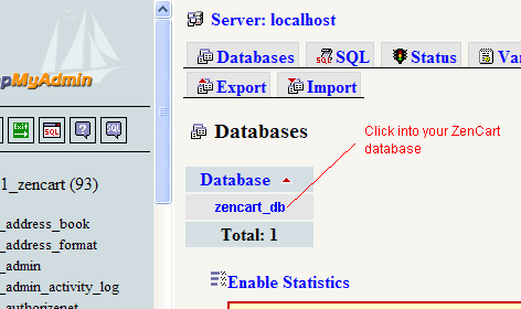 phpMyAdmin backup
