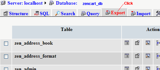 phpMyAdmin backup