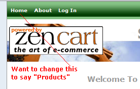 changing main navigation menu in ZenCart