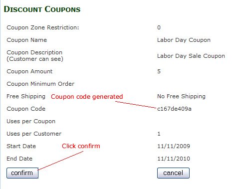 confirm coupon settings