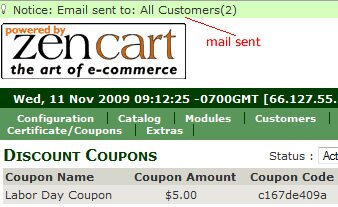 confirmation of coupon sent
