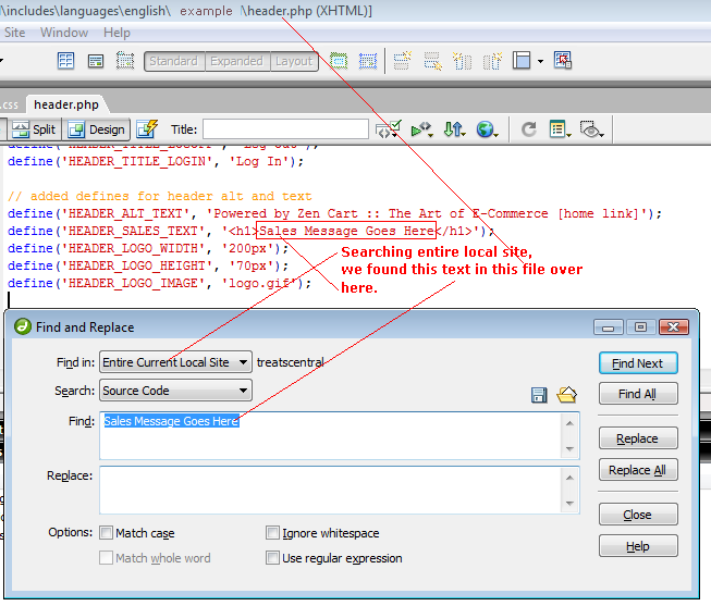 customized sales message in ZenCart