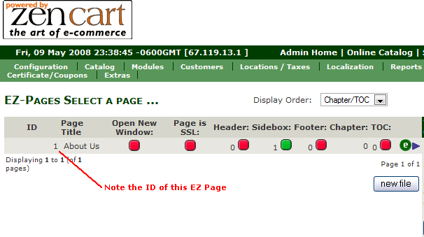 ZenCart EZ-Page id