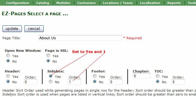 ZenCart EZPage in Left Column