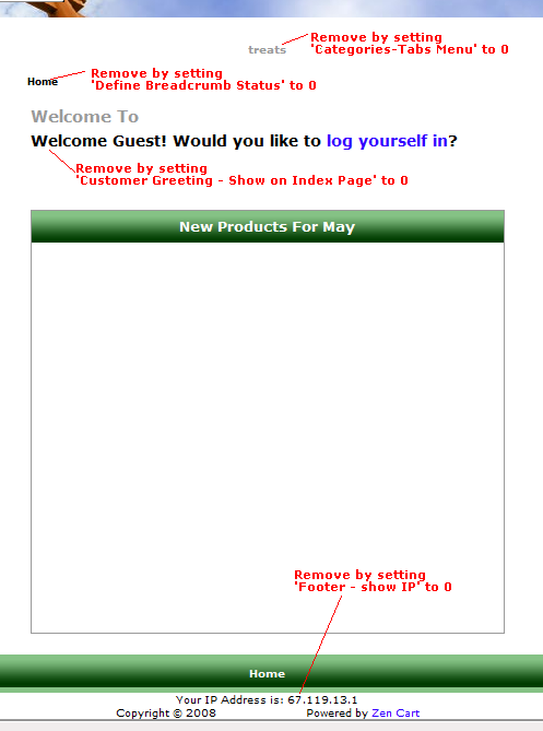 Config Main Page ZenCart