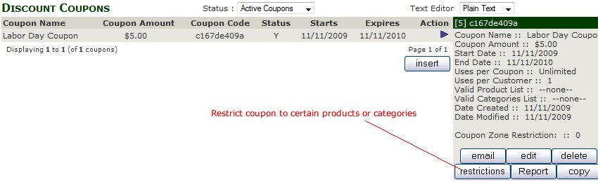 restrict discount coupon to certain products