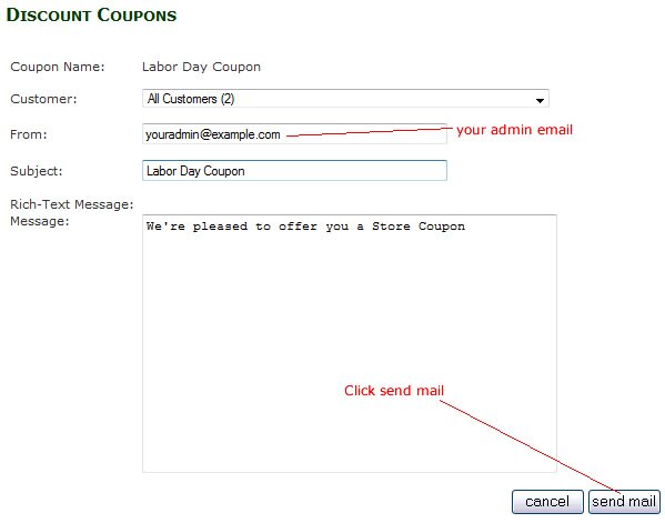 sending out coupon email