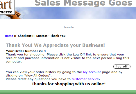 ZenCart Checkout Success