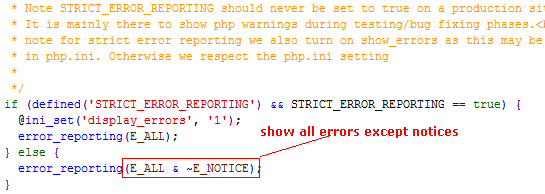 turn on error reporting in zencart