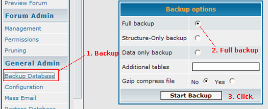 Backup database