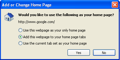 add hompage tab in internet Explorer 7.0