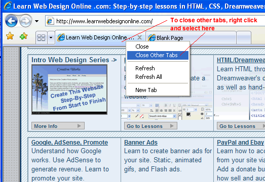 close other tabs in Internet Explorer 7.0