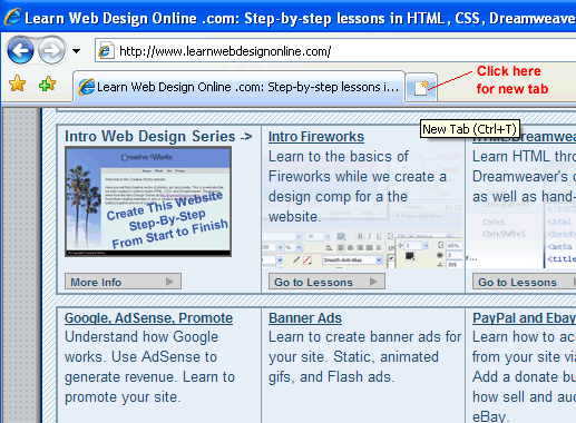 New Tab in Internet Explorer 7.0